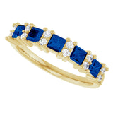 14K Gold Square Natural Blue Sapphire Anniversary Band – 1/5 CTW - Yellow Gold - view 5