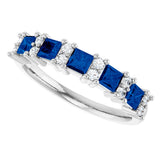 14K Gold Square Natural Blue Sapphire Anniversary Band – 1/5 CTW - White Gold - view 5