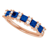 14K Gold Square Natural Blue Sapphire Anniversary Band – 1/5 CTW - Rose Gold - view 5