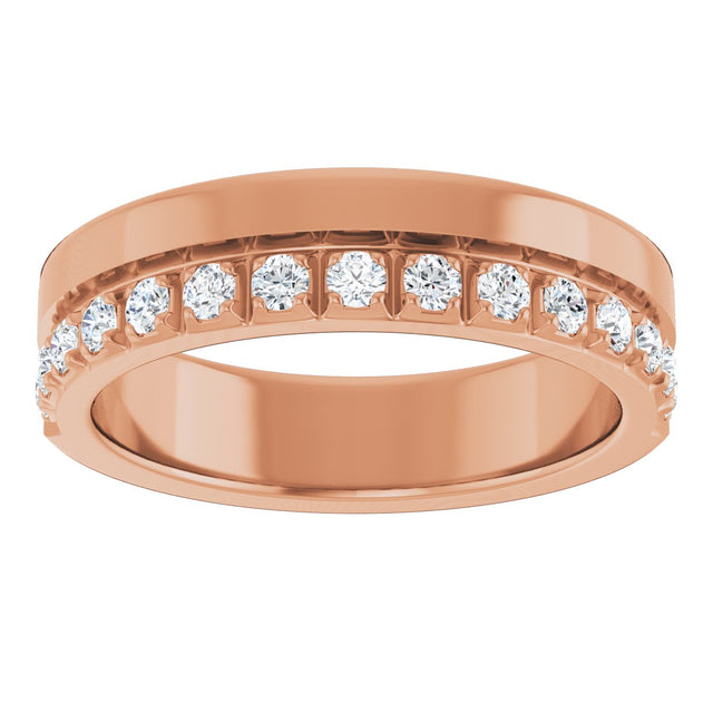 14K Gold Round Lab-Grown Diamond Single Sided Stepped-Edge Anniversary Band – 1.7 mm Stones - Rose Gold - view 3