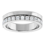 14K Gold Round Lab-Grown Diamond Single Sided Stepped-Edge Anniversary Band – 1.7 mm Stones - White Gold - view 3