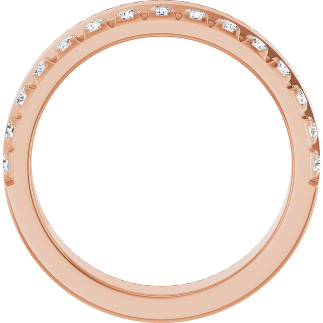 14K Gold Round Lab-Grown Diamond Single Sided Stepped-Edge Anniversary Band – 1.7 mm Stones - Rose Gold - view 2
