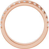 14K Gold Round Natural Diamond Single Sided Stepped-Edge Anniversary Band – 1.7 mm Stones - Rose Gold - view 2