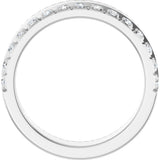 14K Gold Round Natural Diamond Single Sided Stepped-Edge Anniversary Band – 1.7 mm Stones - White Gold - view 2