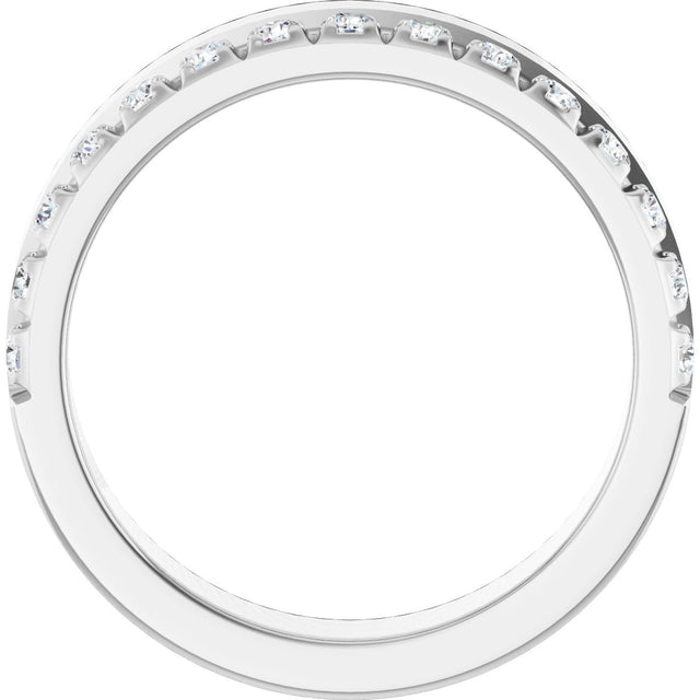 14K Gold Round Natural Diamond Single Sided Stepped-Edge Anniversary Band – 1.7 mm Stones - White Gold - view 2