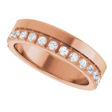 14K Gold Round Natural Diamond Single Sided Stepped-Edge Anniversary Band – 1.7 mm Stones - Rose Gold - view 5