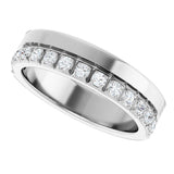 14K Gold Round Natural Diamond Single Sided Stepped-Edge Anniversary Band – 1.7 mm Stones - White Gold - view 5