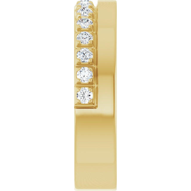 14K Gold Round Lab-Grown Diamond Single Sided Stepped-Edge Anniversary Band – 1.7 mm Stones - Yellow Gold - view 4