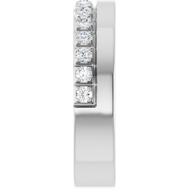 14K Gold Round Lab-Grown Diamond Single Sided Stepped-Edge Anniversary Band – 1.7 mm Stones - White Gold - view 4