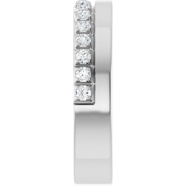 14K Gold Round Natural Diamond Single Sided Stepped-Edge Anniversary Band – 1.7 mm Stones - White Gold - view 4