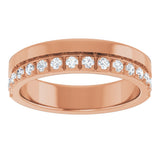14K Gold Round Natural Diamond Single Sided Stepped-Edge Anniversary Band – 1.7 mm Stones - Rose Gold - view 3