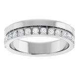 14K Gold Round Natural Diamond Single Sided Stepped-Edge Anniversary Band – 1.7 mm Stones - White Gold - view 3