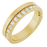14K Gold Round Lab-Grown Diamond Single Sided Stepped-Edge Anniversary Band – 1.7 mm Stones - Yellow Gold