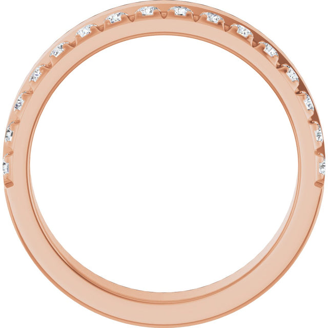 14K Gold Round Lab-Grown Diamond Single Sided Stepped-Edge Anniversary Band – 1.7 mm Stones - Rose Gold - view 2