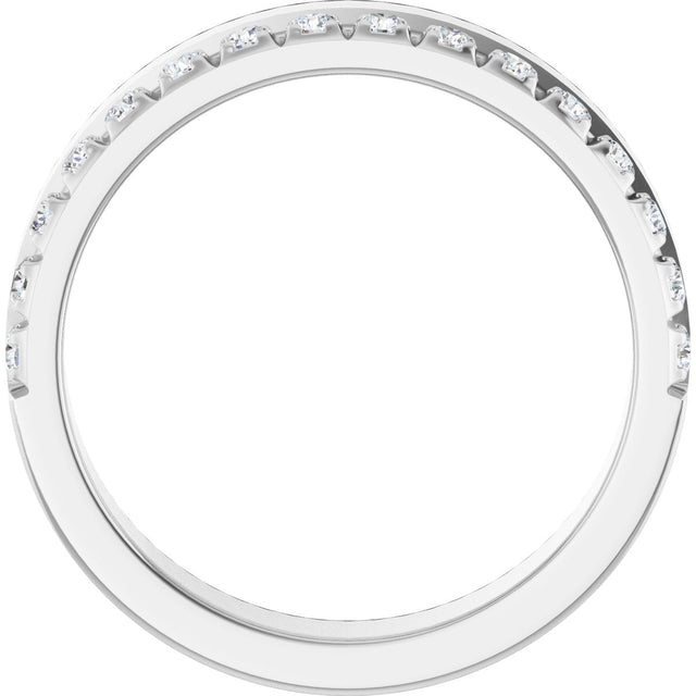 14K Gold Round Natural Diamond Single Sided Stepped-Edge Anniversary Band – 1.7 mm Stones - White Gold - view 2