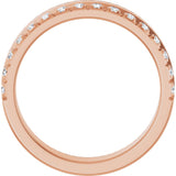 14K Gold Round Natural Diamond Single Sided Stepped-Edge Anniversary Band – 1.7 mm Stones - Rose Gold - view 2