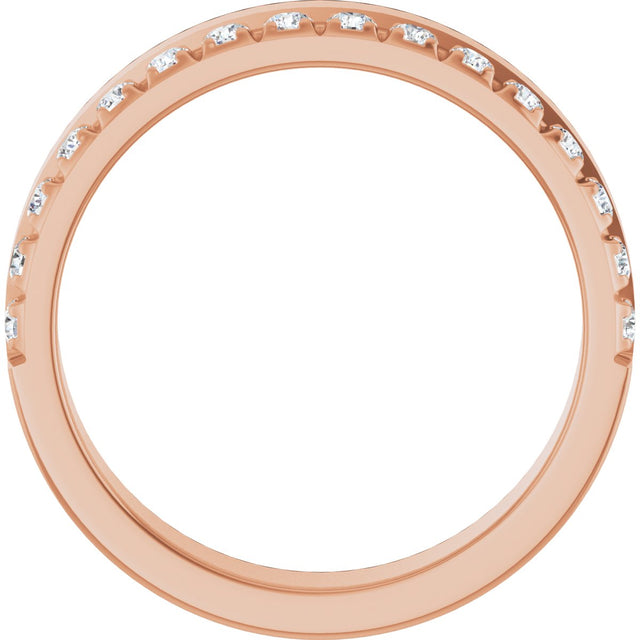 14K Gold Round Natural Diamond Single Sided Stepped-Edge Anniversary Band – 1.7 mm Stones - Rose Gold - view 2