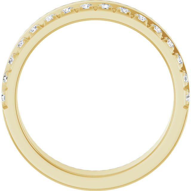 14K Gold Round Lab-Grown Diamond Single Sided Stepped-Edge Anniversary Band – 1.7 mm Stones - Yellow Gold - view 2