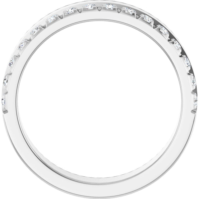 14K Gold Round Lab-Grown Diamond Single Sided Stepped-Edge Anniversary Band – 1.7 mm Stones - White Gold - view 2