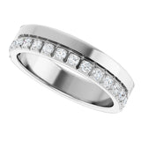 14K Gold Round Lab-Grown Diamond Single Sided Stepped-Edge Anniversary Band – 1.7 mm Stones - White Gold - view 5