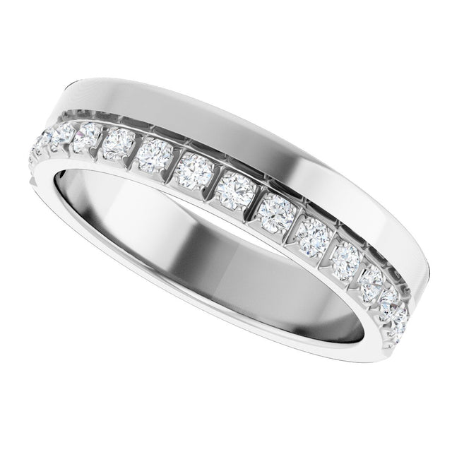 14K Gold Round Lab-Grown Diamond Single Sided Stepped-Edge Anniversary Band – 1.7 mm Stones - White Gold - view 5