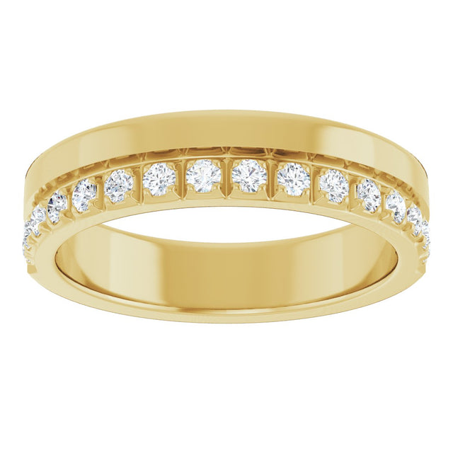 14K Gold Round Lab-Grown Diamond Single Sided Stepped-Edge Anniversary Band – 1.7 mm Stones - Yellow Gold - view 3