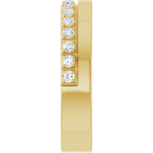 14K Gold Round Lab-Grown Diamond Single Sided Stepped-Edge Anniversary Band – 1.7 mm Stones - Yellow Gold - view 4