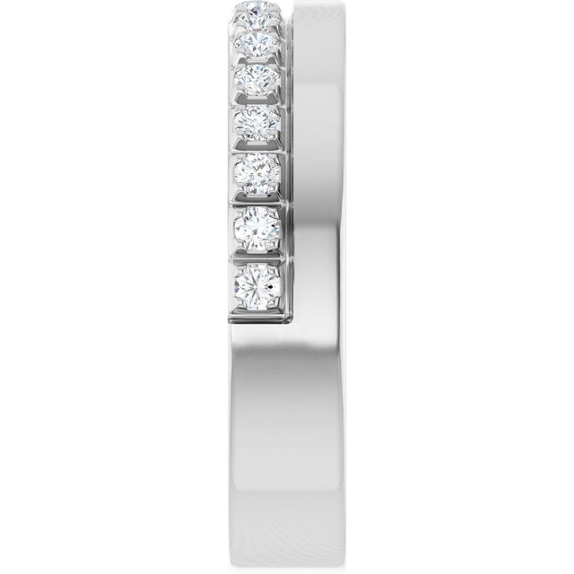 14K Gold Round Natural Diamond Single Sided Stepped-Edge Anniversary Band – 1.7 mm Stones - White Gold - view 4