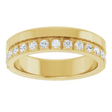 14K Gold Round Lab-Grown Diamond Single Sided Stepped-Edge Anniversary Band – 1.7 mm Stones - Yellow Gold - view 3