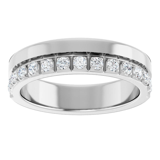 14K Gold Round Lab-Grown Diamond Single Sided Stepped-Edge Anniversary Band – 1.7 mm Stones - White Gold - view 3