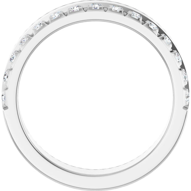 14K Gold Round Natural Diamond Single Sided Stepped-Edge Anniversary Band – 1.7 mm Stones - White Gold - view 2