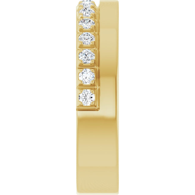 14K Gold Round Lab-Grown Diamond Single Sided Stepped-Edge Anniversary Band – 1.7 mm Stones - Yellow Gold - view 4