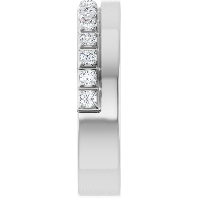 14K Gold Round Natural Diamond Single Sided Stepped-Edge Anniversary Band – 1.7 mm Stones - White Gold - view 4
