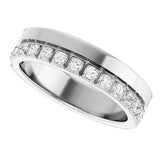 14K Gold Round Lab-Grown Diamond Single Sided Stepped-Edge Anniversary Band – 1.7 mm Stones - White Gold - view 5
