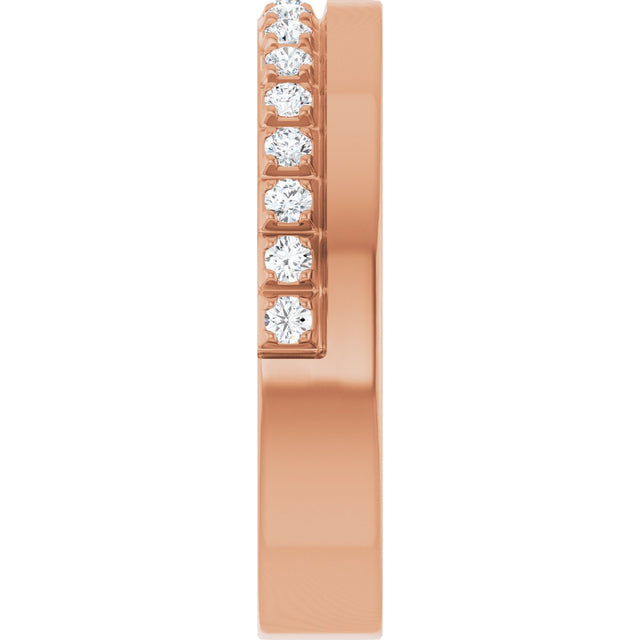 14K Gold Round Natural Diamond Single Sided Stepped-Edge Anniversary Band – 1.7 mm Stones - Rose Gold - view 4