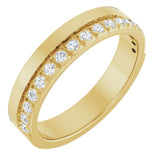 14K Gold Round Natural Diamond Single Sided Stepped-Edge Anniversary Band – 1.7 mm Stones - Yellow Gold