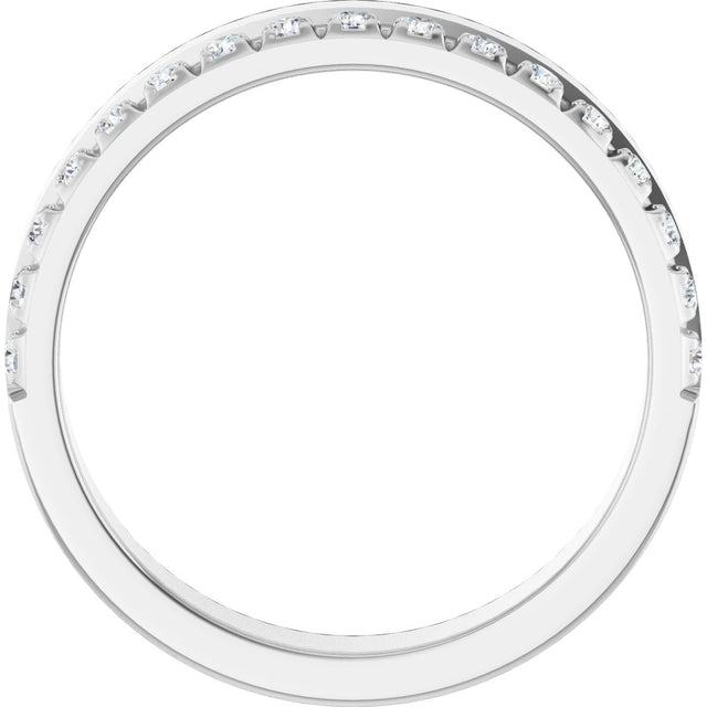 14K Gold Round Natural Diamond Single Sided Stepped-Edge Anniversary Band – 1.7 mm Stones - White Gold - view 2