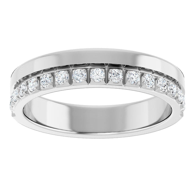 14K Gold Round Natural Diamond Single Sided Stepped-Edge Anniversary Band – 1.7 mm Stones - White Gold - view 3