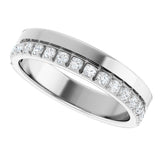 14K Gold Round Natural Diamond Single Sided Stepped-Edge Anniversary Band – 1.7 mm Stones - White Gold - view 5