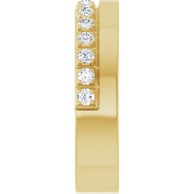 14K Gold Round Lab-Grown Diamond Single Sided Stepped-Edge Anniversary Band – 1.7 mm Stones - Yellow Gold - view 4