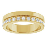 14K Gold Round Lab-Grown Diamond Single Sided Stepped-Edge Anniversary Band – 1.7 mm Stones - Yellow Gold - view 3
