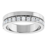 14K Gold Round Lab-Grown Diamond Single Sided Stepped-Edge Anniversary Band – 1.7 mm Stones - White Gold - view 3
