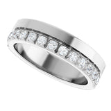 14K Gold Round Lab-Grown Diamond Single Sided Stepped-Edge Anniversary Band – 1.7 mm Stones - White Gold - view 5