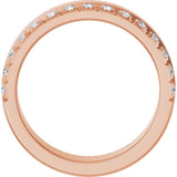 14K Gold Round Natural Diamond Single Sided Stepped-Edge Anniversary Band – 1.7 mm Stones - Rose Gold - view 2
