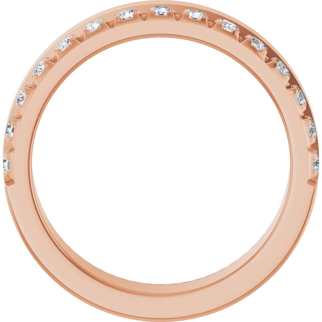 14K Gold Round Lab-Grown Diamond Single Sided Stepped-Edge Anniversary Band – 1.7 mm Stones - Rose Gold - view 2
