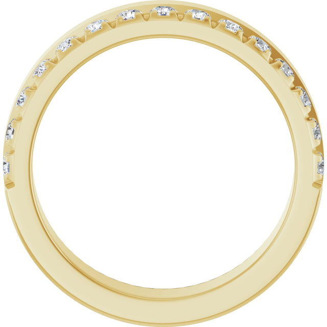 14K Gold Round Lab-Grown Diamond Single Sided Stepped-Edge Anniversary Band – 1.7 mm Stones - Yellow Gold - view 2