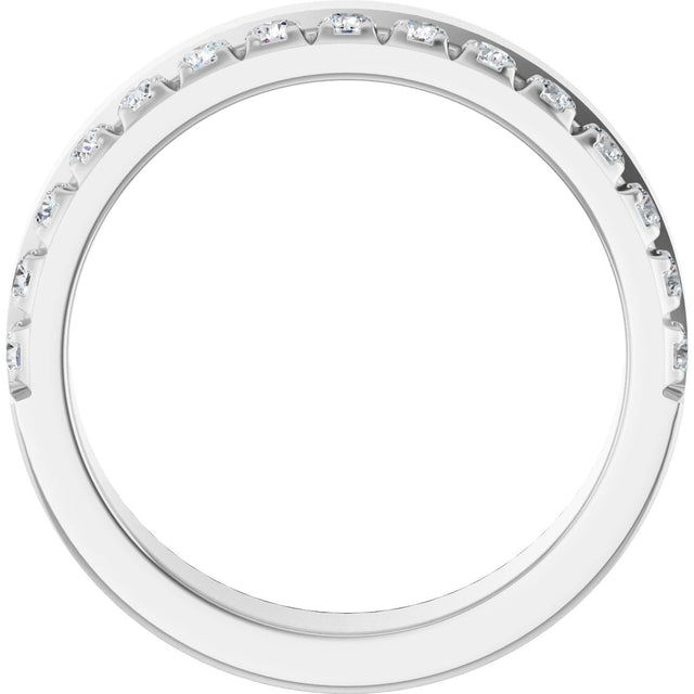 14K Gold Round Lab-Grown Diamond Single Sided Stepped-Edge Anniversary Band – 1.7 mm Stones - White Gold - view 2