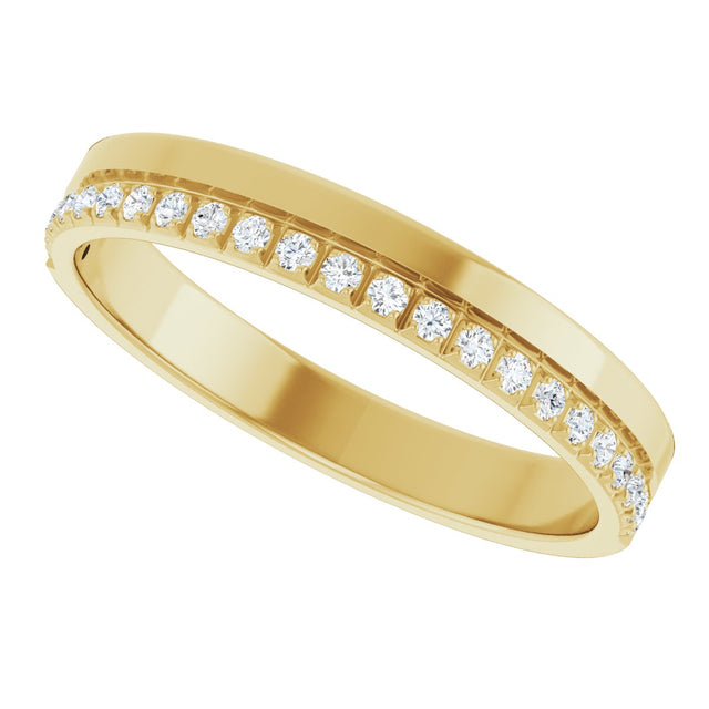 14K Gold Round Natural Diamond Single Sided Stepped-Edge Anniversary Band – 1.7 mm Stones (1/2 CTW) - Yellow Gold - view 5