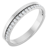 14K Gold Round Natural Diamond Single Sided Stepped-Edge Anniversary Band – 1.7 mm Stones (1/2 CTW) - White Gold