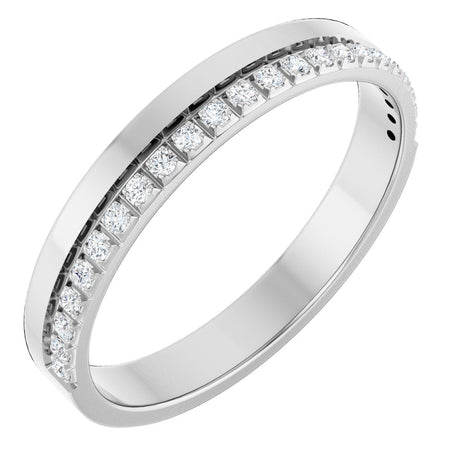 14K Gold Round Natural Diamond Single Sided Stepped-Edge Anniversary Band – 1.7 mm Stones (1/2 CTW) - White Gold